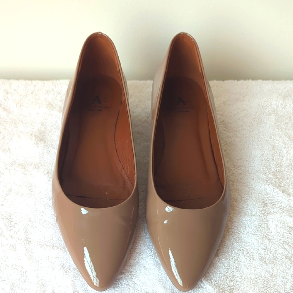 Aquatalia Penina Latte Patent Leather Women's Shoes- sz 7